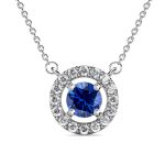 DESTINY Petal September sapphire Birthstone Necklace With Swarovski Crystal