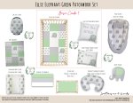 Cot Duvet Bedding Ellie Elephant Green Patchwork Set