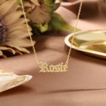 CNE107506G - Personalized Old English Style Name Necklace Gold Plated 925 Sterling Silver