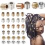 50Pcs Golden Silvery Column Tube Hair Beads CCB Large Hole Braid Beads For Jewelry Making DIY Bracelet Necklace Crafts Supplies