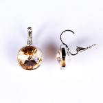 Bell A Silver & Amber Crystal Drop Earrings - Amber