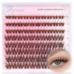 Fyonas Brown Lash Clusters Natural Eyelash Clusters C Curl Cluster Eyelash Extensions 8-16MM Crisscross Cluster Lashes 80PCS Spi