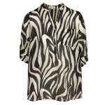 Zebra Print Mandarin Shirt - Black Free
