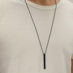Men's Rectangle Metal Pendant Necklace Cuban Chain Necklace For Men Jewelry Gift