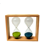 2 Glass Timer In Natural Frame 30 60MIN 25X30X8.5 Cm
