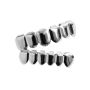 Hip Hop Rapper Clip-on Teeth Grillz In Shiny Silver Plated Finish