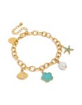 Tweens Gold Plated Stainless Steel Flower Outline Charm Bracelet