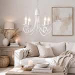 Fossil White Classic Metal Chandelier 5 Light 3 Light - 3 Light