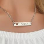 Kaylee Bar - Personalized Bar Necklace Stainless Steel Silver Gold Or Rose Gold Ready In 3 Days - Gold