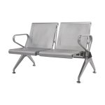 Airport Bench Public Seating New Chrome Deluxe Indoor Use Flat Packed Two Seater 118 X 68 X 78 Cm