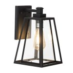 Trapezoid Metal And Glass Outdoor Wall Light - Black