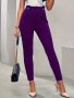 Button Detail Slim Gathered Pants Elegant High Waist Fitness Pants For Spring & Summer Women's Clothing