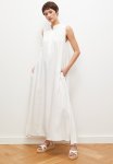 Edit Sleeveless Mandarin Collar Trapeze Dress - Off White