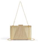 Goldair Gold Vertical Pleated Clutch Bag