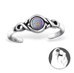 C200-C27716 -bg - 925 Sterling Silver Opal Bubble Gem Toe Ring