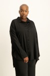 Dani Oversized Satin Shirt - Black - XL