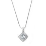 Silver Tone Diamond Shaped Pendant With Clear Crystals