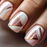 24 Pcs Glossy Short Squoval Press-on Nails With Golden Tips - Elegant Style Full Cover False Nails For Women And Girls - Mix Of