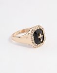 Black Cross Signet Ring - M l