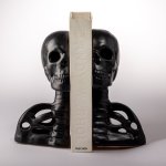 Backbone Human Skull Bookends - Matt Black