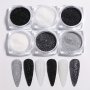 6 Pcs Black White Silvery Nail Art Glitter Powder Set - Micro Sand Shimmer Powder For Nail Pigment Dust And Decorations