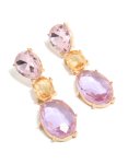 Goldair Gold Purple & Orange Oval Diamantes Drop Earrings