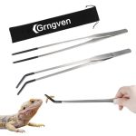 2PCS Stainless Steel Reptile Feeding Tongs With Rubber Tip 10.6" Straight And Curved Long Tweezers Terrarium Aquascape Tools Fee