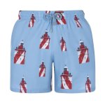 Mid-length Swim Shorts - Lighthouses Baby Blue