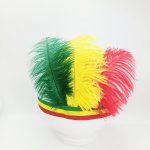 Tricolour Feather Carnival Headdress – Green Yellow & Red