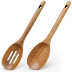 Acacia Wood Spoons For Cooking Spoon Set Large Wooden Cooking Spoons Long Slotted Spoon Kitchen Utensils Big Mixing Spoons Spoot