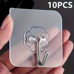 10PCS Traceless Punch-free Wall Hook Mounted Plastic Hook Rack For Keys Hats Towels Self-adhesive Household Hook For Sundries Es