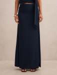 Matilda Metallic Flute Maxi Skirt - 16 Deep Blue Co-ord