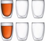 Pack Of 6 350ML Double Wall Glass Mug -set Of 6 Water juice Glass
