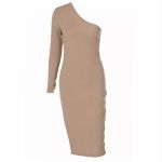 We Move One Arm Beige Girl Ribbed Dress