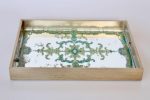 Oblong Green Patterned Mirrored Tray – 5X48X33CM