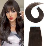 Tape In Hair Extensions Human Hair Dark Brown Straight Hair Extensions Tape In Human Hair 20 Pcs pack 50G 22 Inch For Women