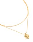 Waterproof Gold Plated Stainless Steel Chain & Leaf Layered Necklace
