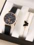 Round Pointer Quartz Watch & 1PC Butterfly Decor Bracelet
