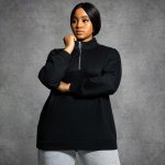 Plus Size Body Logic Pro Quarter Zip Front Sweat Top - Black