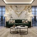 Round Marble Effect Nesting Coffee Tables - White