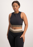 Mesh Back Active Crop Top - Black - L