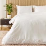 450 Thread Count Jacquard Moroccan Duvet Cover Set White - Super King 260X240CM