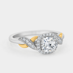 Yellow Gold & Sterling Silver Cubic Zirconia Cushion-cut Halo Infinity Ring
