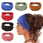 Wide Headband Solid Color Hair Band Stretchy Headdress Sports Sweatband For Running Yoga Sweat Wicking Headdress For Women