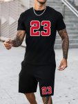 Men's 23 Print T-Shirt & Shorts Set For Outdoor Sports 2PCS Outfits