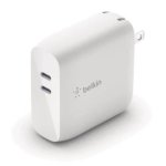 Belkin Dual 65W Usb-c Gan Wall Charger With Pps - White