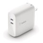 Belkin Dual 65W Usb-c Gan Wall Charger With Pps - White