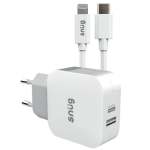 Snug 2 Port 30W Pd Wall Charger And Type C To Mfi Cable White