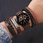 5PCS Women's Fashion Quartz Watch & Classic Bracelet Set - Perfect For Valentine's Easter Ramadan Birthdays Christmas Gifts