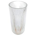 Round Striped Glass Vase Clear 20CM